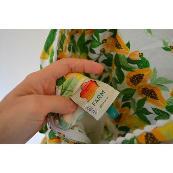 Farm Rio Papaya Salad Scarf Tie Open Back Floral Midi Dress Small - Picture 10 of 10